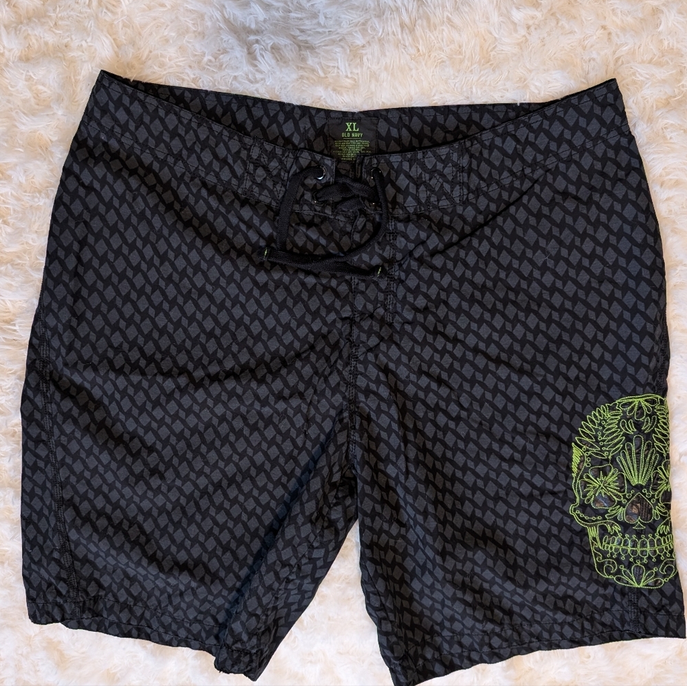 Old Navy Black and Green Swim Shorts